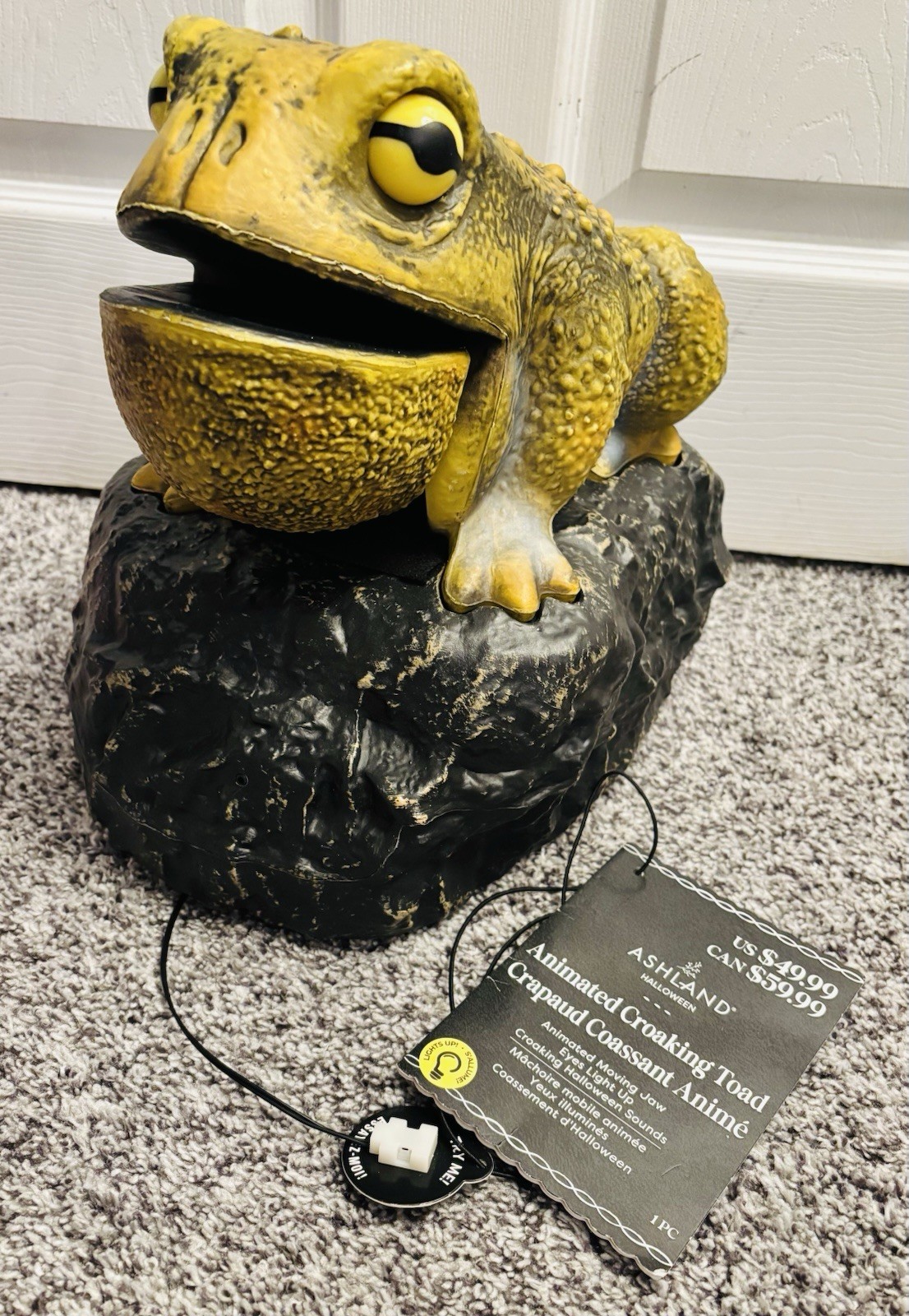 Ashland Halloween Animated Croaking Toad Prop Decoration Light Up Eyes Sound