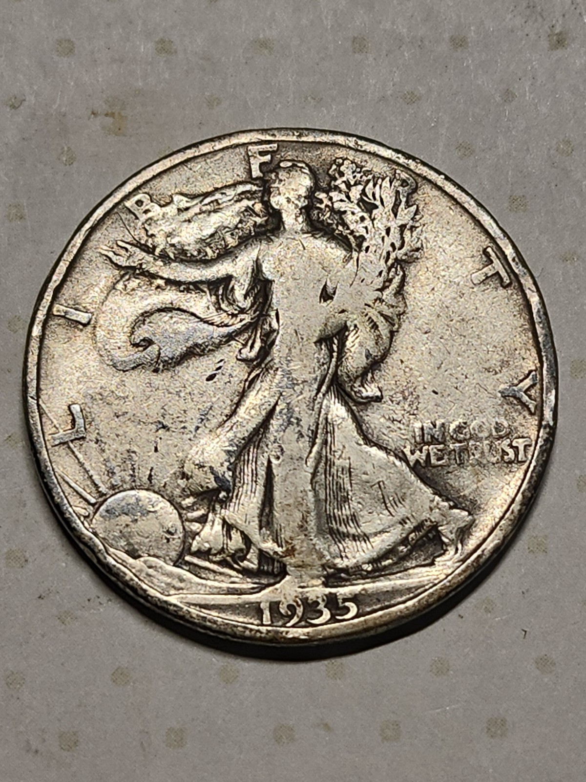 1935 S Liberty Walking Half Dollar~Very Fine~FAST FREE SHIPPING #1