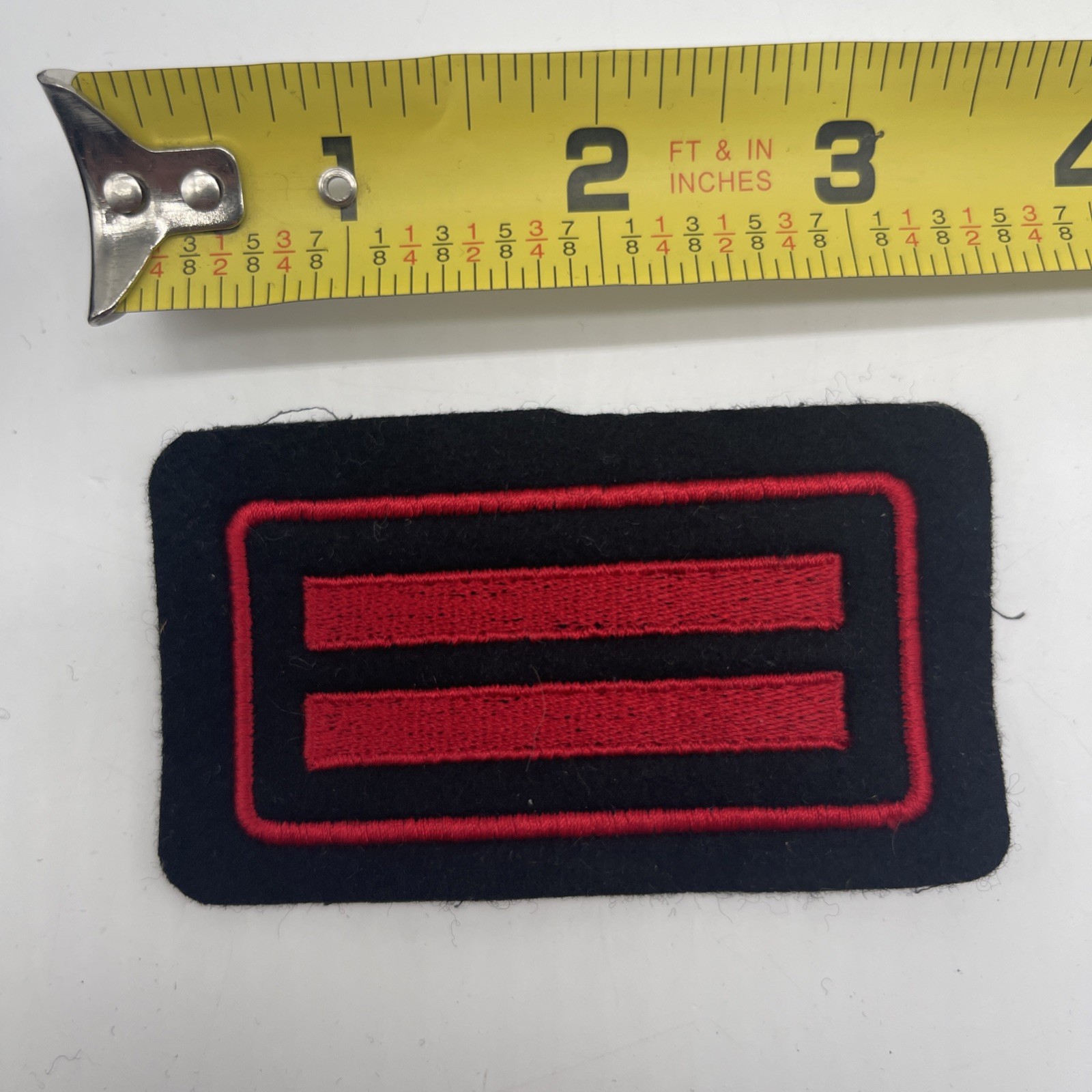 German Upper-Firefighter Rank Red Stripes Felt Patch OBM Feuerwehr Red Boarder