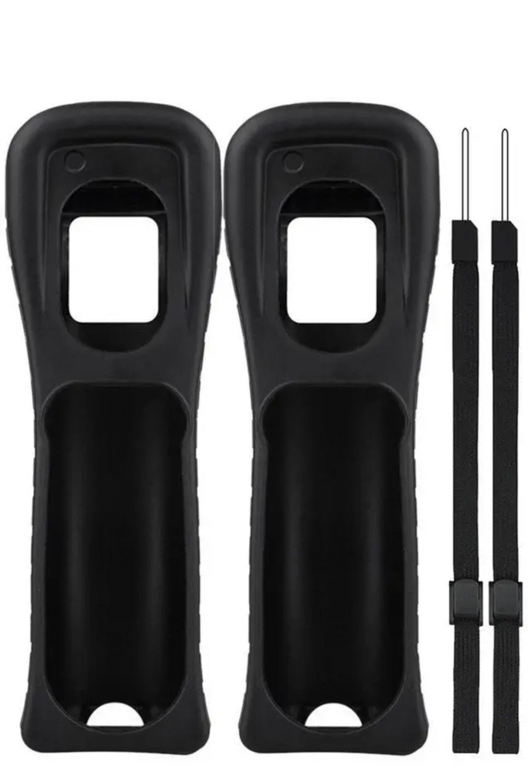 x2 New Nintendo Wii Remote Black Rubber Silicone Gel Covers Sleeves & Straps