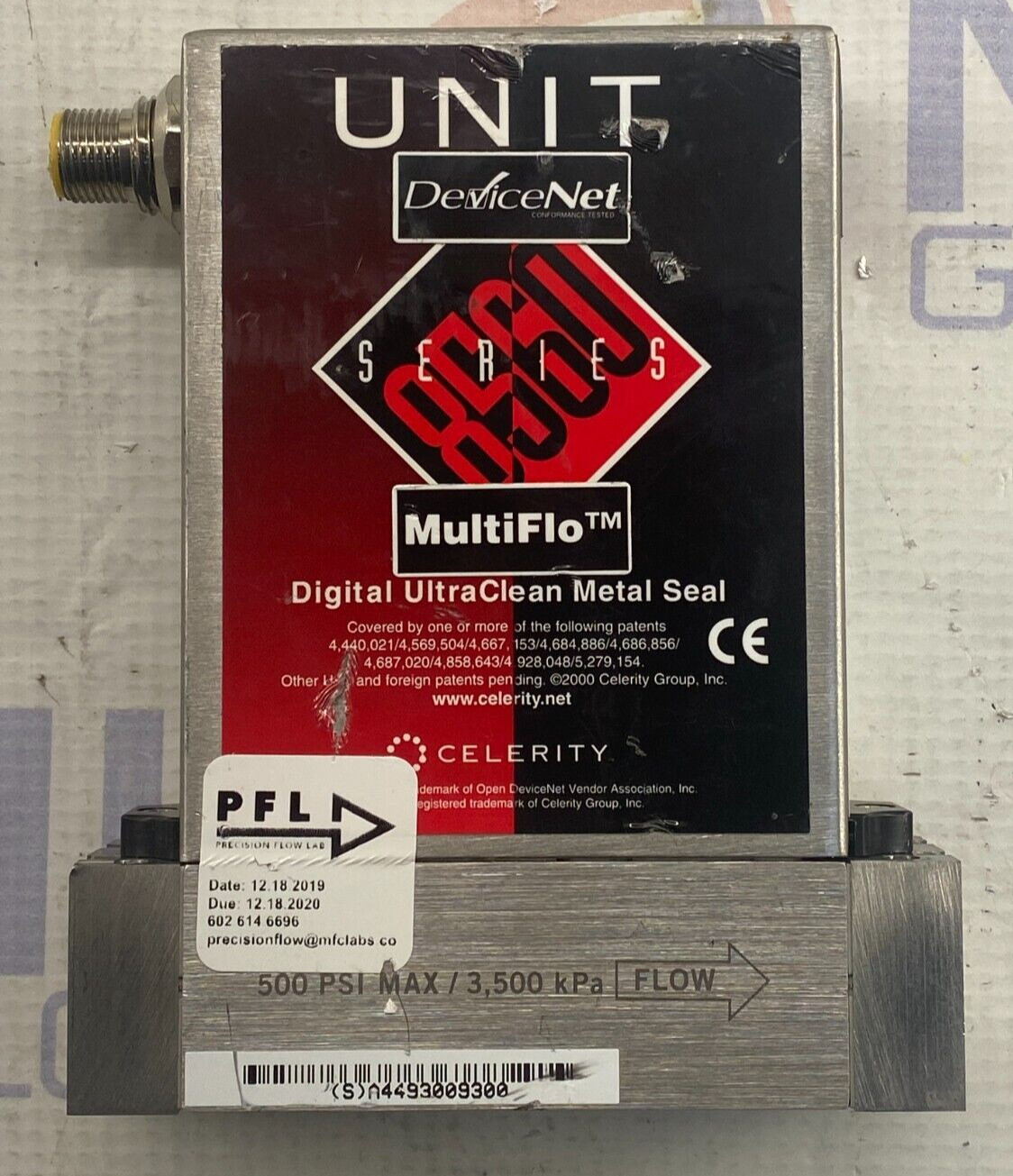 Celerity Unit UFC-8565C  Mass Flow Controller He 1500 SCCM  15L MF lo SC17