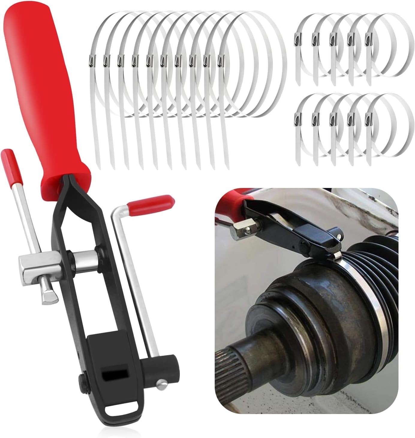 CV Joint Axle Boot Clamp Pliers Tool Kit w/ 30 Ear Clamp for Car ATV Auto Repair