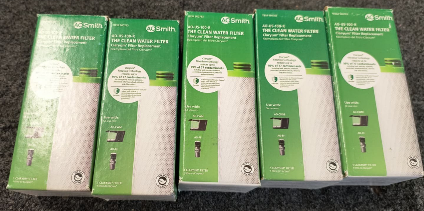 Lot of 5 -AO Smith AO-US-100-R The Clean Water Filter Claryum Filter - New , R4