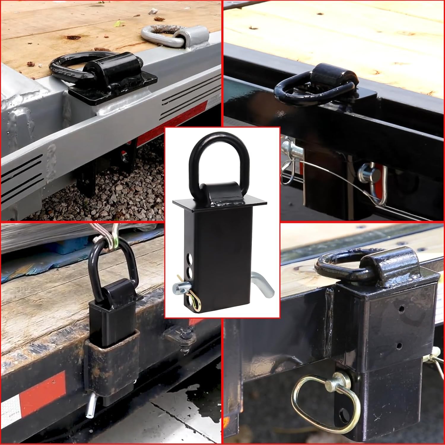 Stake Pocket D-Ring Tie Downs Utility for Flatbed Trucks and Trailer – 6 Pack