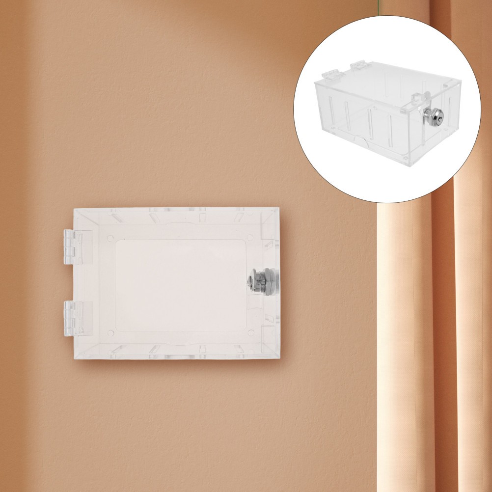 Transparent Thermostat Guard with Lock Durable Acrylic Lockable Cover for Wall