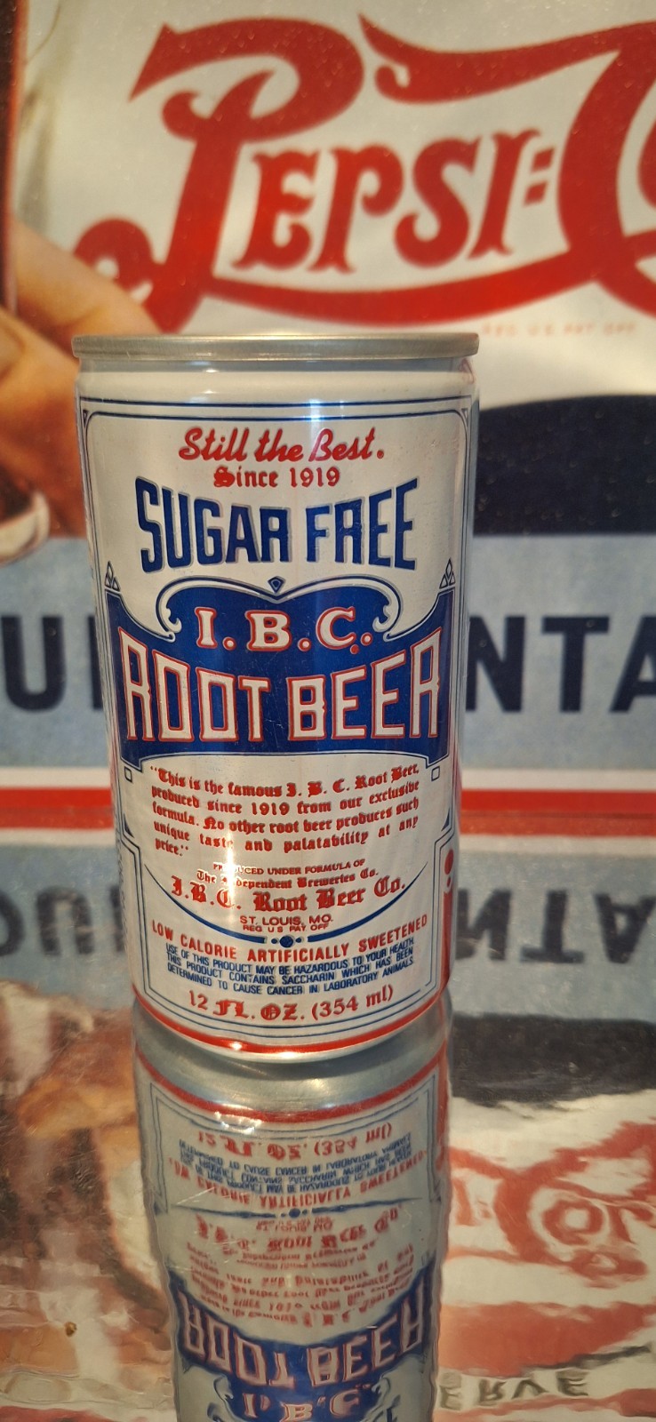 🍺 Sugar Free IBC Root Beer Cola Soda Pop Can Advertising Prop Empty 70's 80's