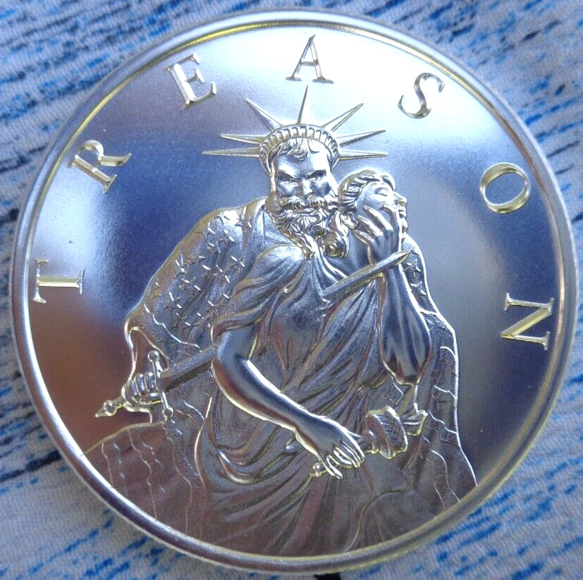 1 oz. 2023 TREASON - The Deep State - No Justice BU round .999 fine silver