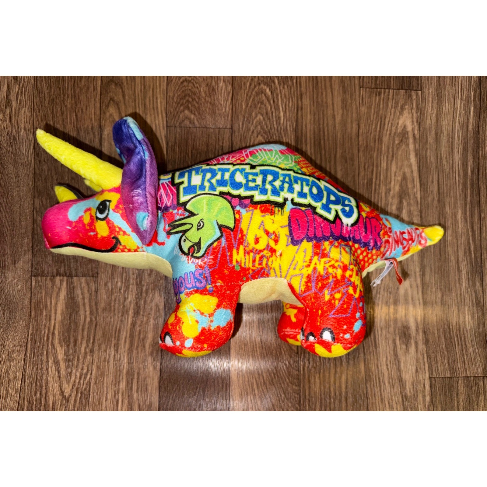 Wild Republic Triceratops Graffiti Skeleton Plush Multicolor Dinosaur 16 Inch