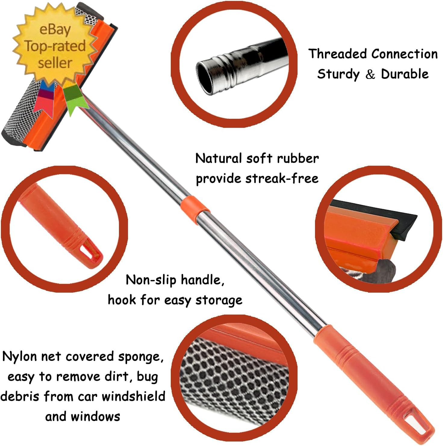 Window Squeegee for Window Cleaning, Squeegee Window Cleaner Tool 2 in 1 Car Win