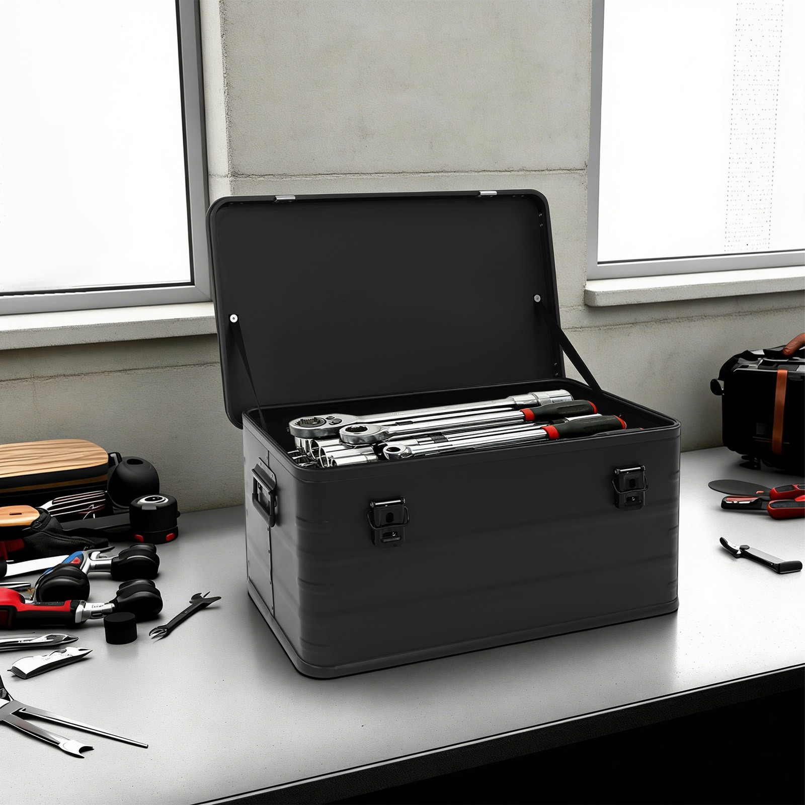 Aluminium Alloy Box with Lid Large Capacity Storage Box 80L/21.13gal Tool Box