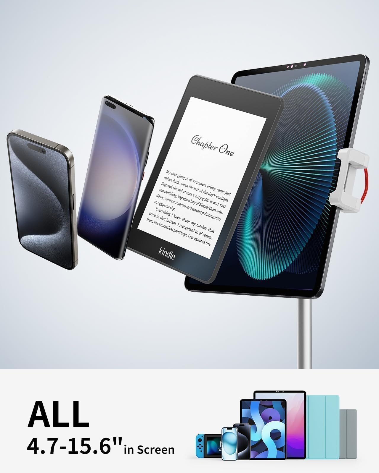 iPad Stand for Desk - Height Adjustable & Weighted Base Phone Holder
