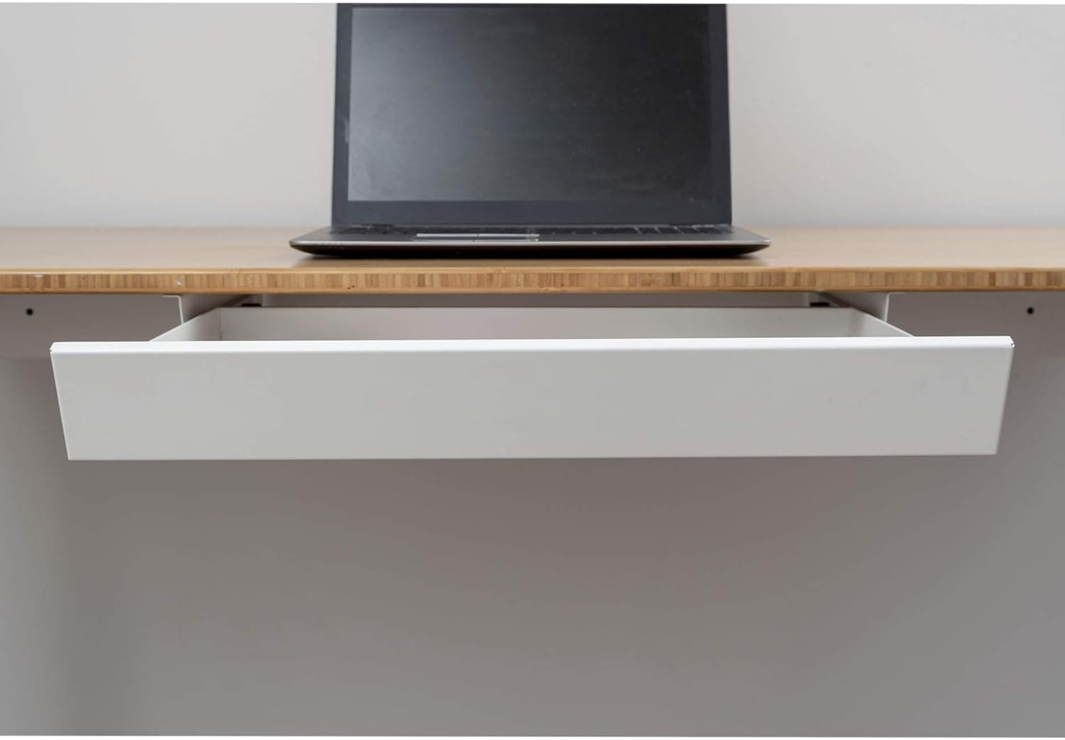 Under-Desk Sliding Drawer Organizer for Standing Desks - White