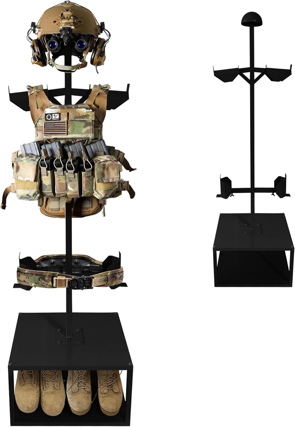 Heavy-Duty Adjustable Tactical Gear Display Rack for Vests and Helmets
