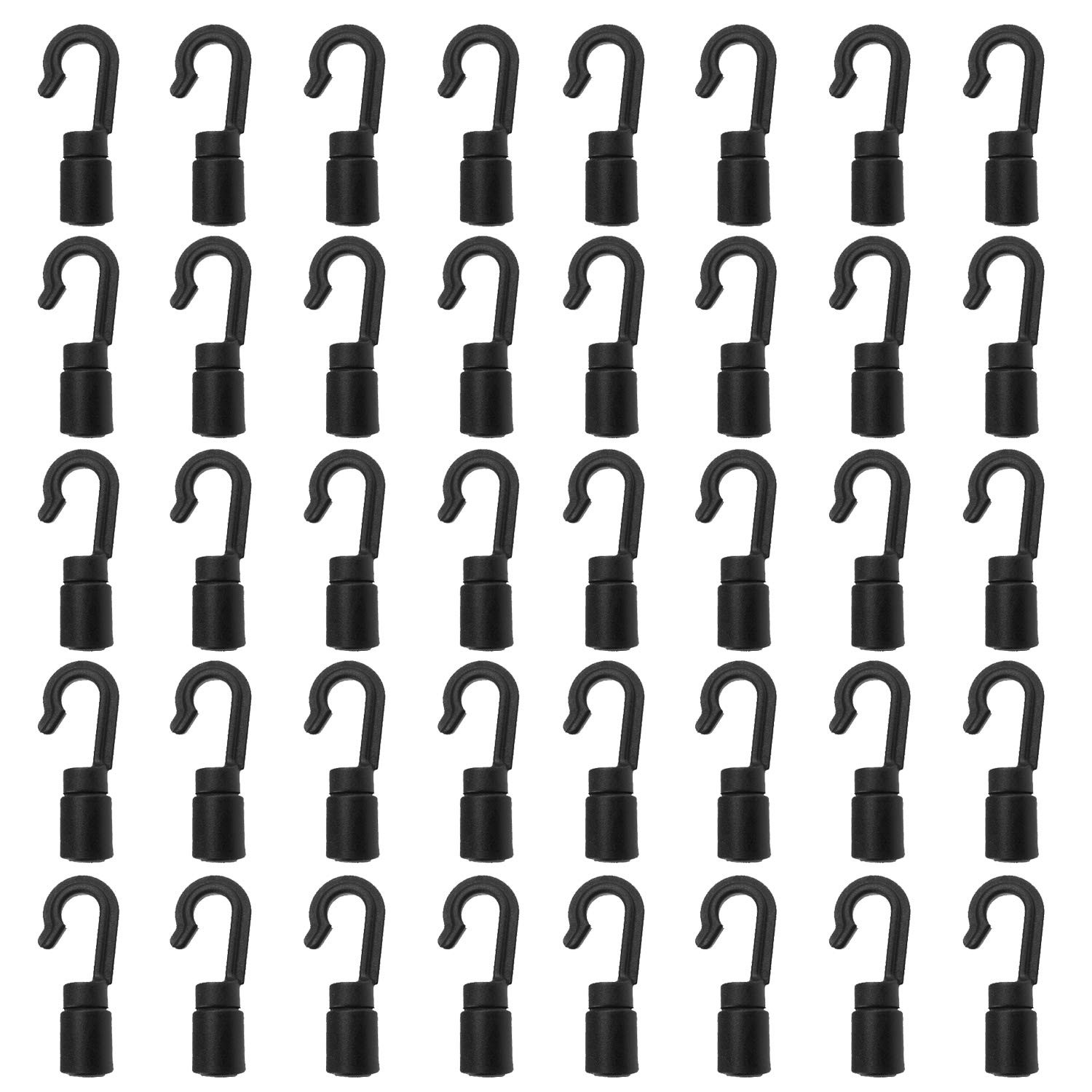 Zelerdo 40 Pack Kayaks Bungee Shock Cord Hook for 3/16 inch,1/5 inch,13/64 in...
