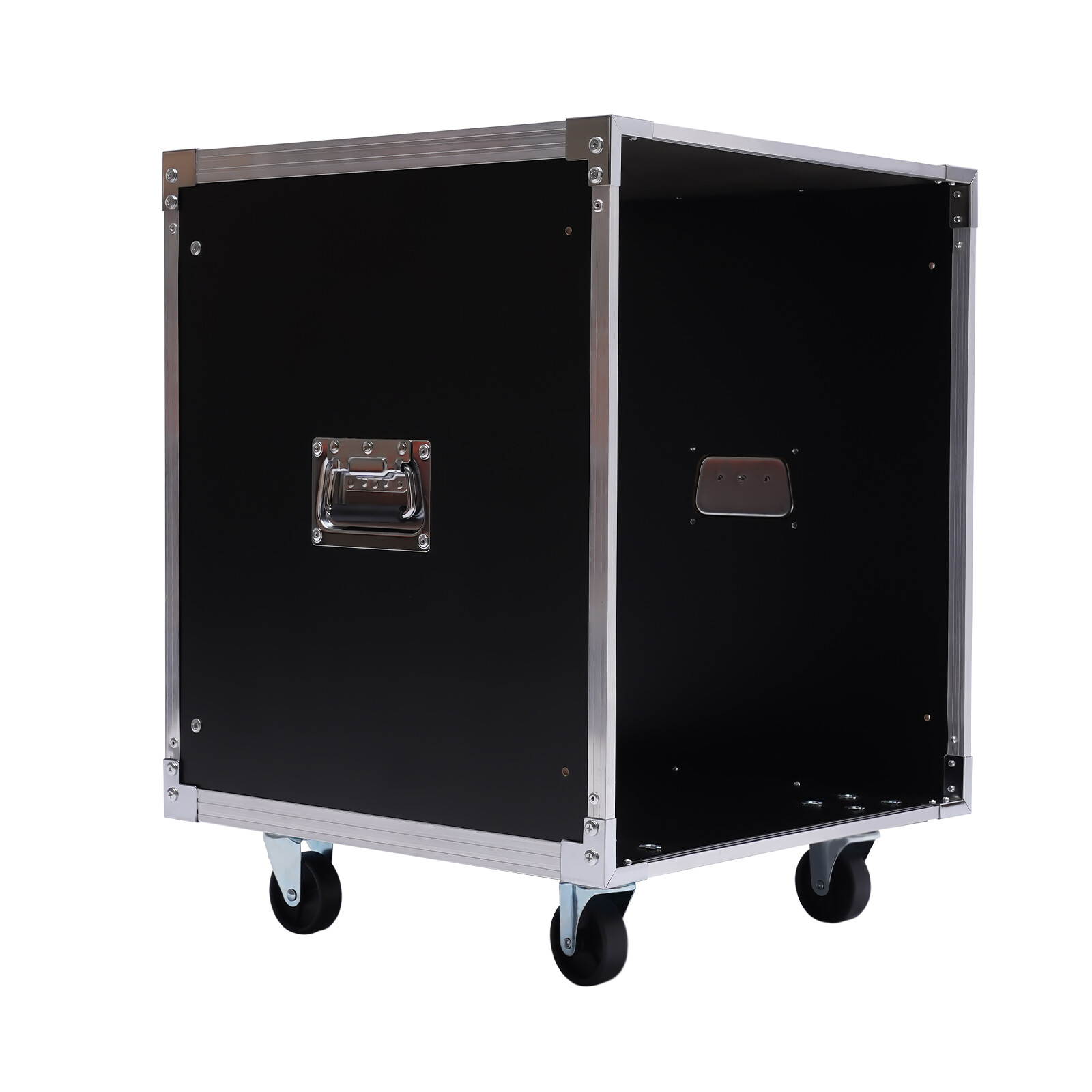12U Rolling Server Rack With Casters - Mobile Network AV Studio Rack Black