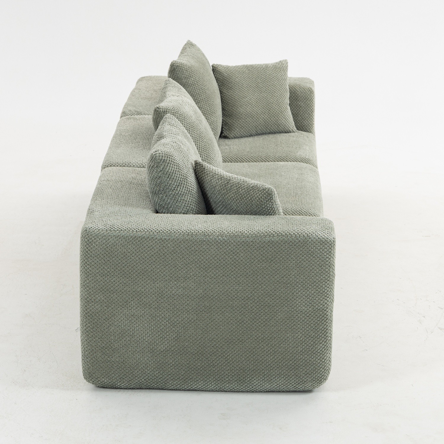 Modern Modular 3-Seat Sectional Sofa All-Foam Deep-Seat Couch for Small Spaces