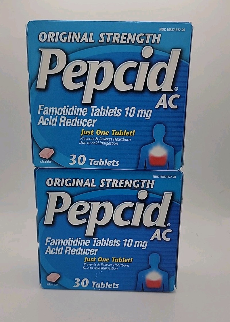 2x Pepcid AC Acid Reducer 10mg 60 Tablets Prevents Relieves Heartburn 9/27+