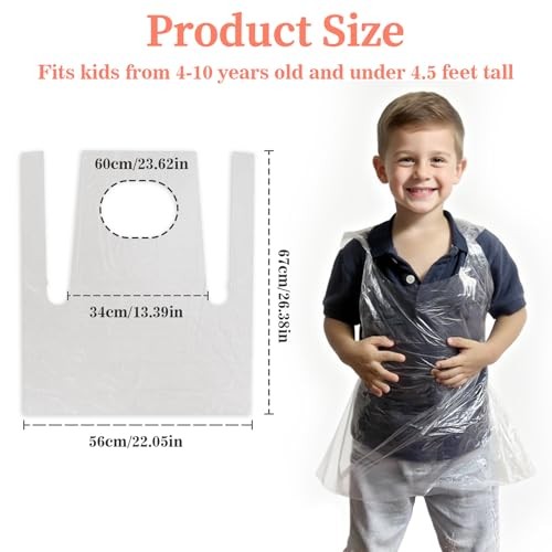 50 Plastic Disposable Aprons - 2.1ft/65cm Plastic Aprons Waterproof