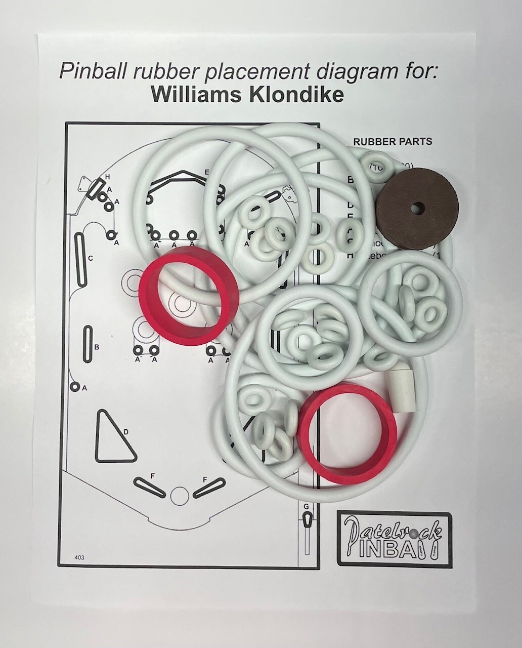 1971 Williams Klondike Pinball Machine Rubber Ring Kit