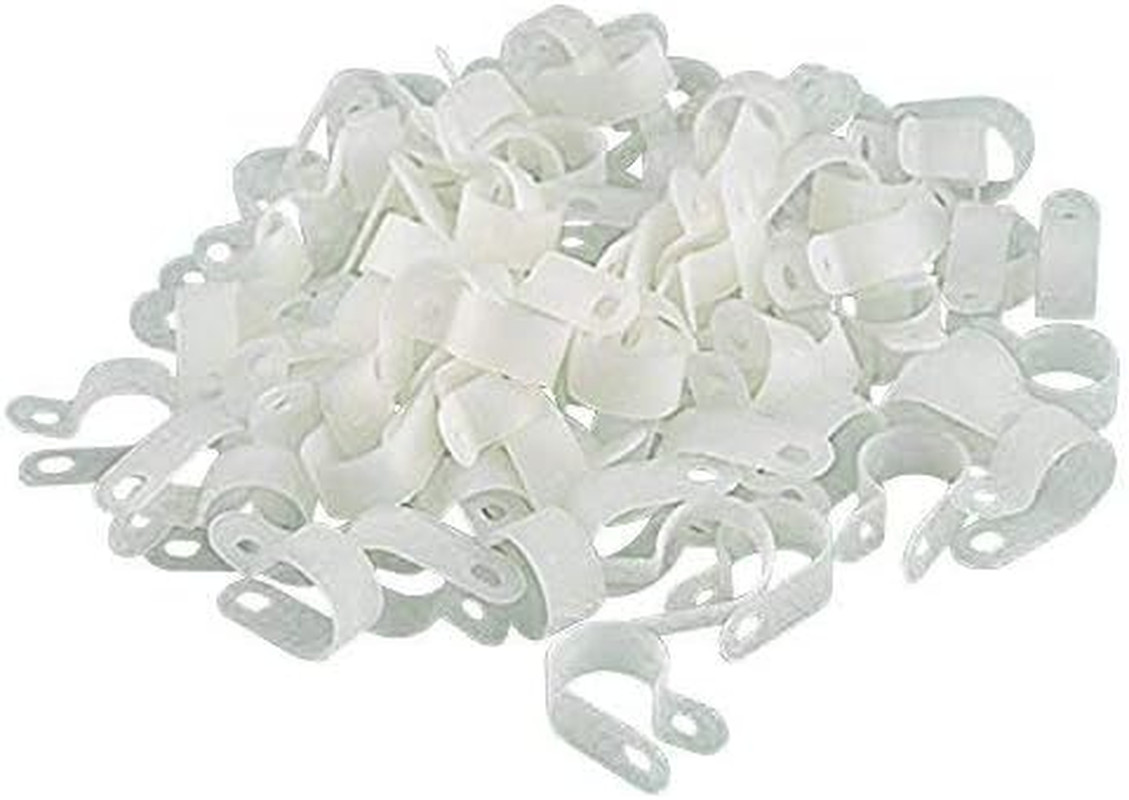 200Pcs White Nylon R-Type Cable Clips Fastener for 1/2 Inch (12.7Mm) Dia Wire Tu