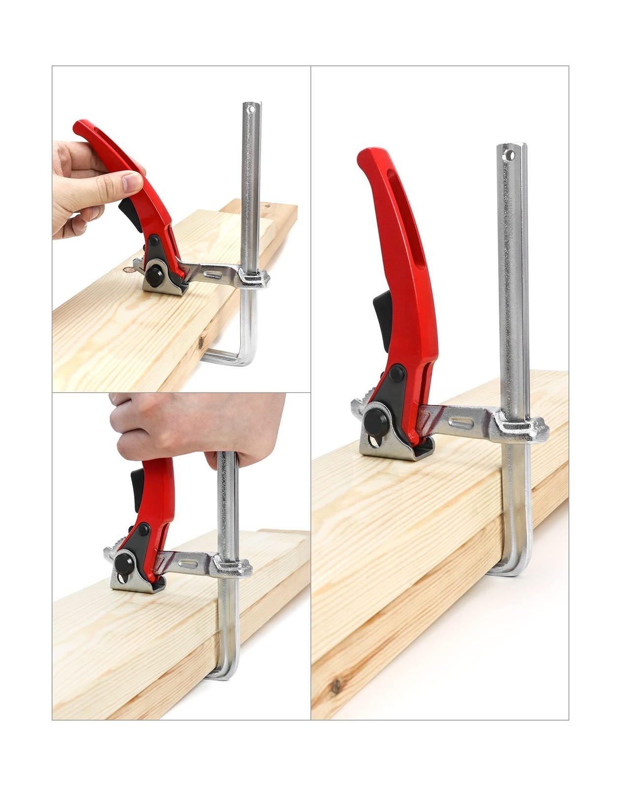 QWORK Ratcheting Table Clamp, 4 Pack Quick Release Bar Clamp with 6-5/16" Cap...