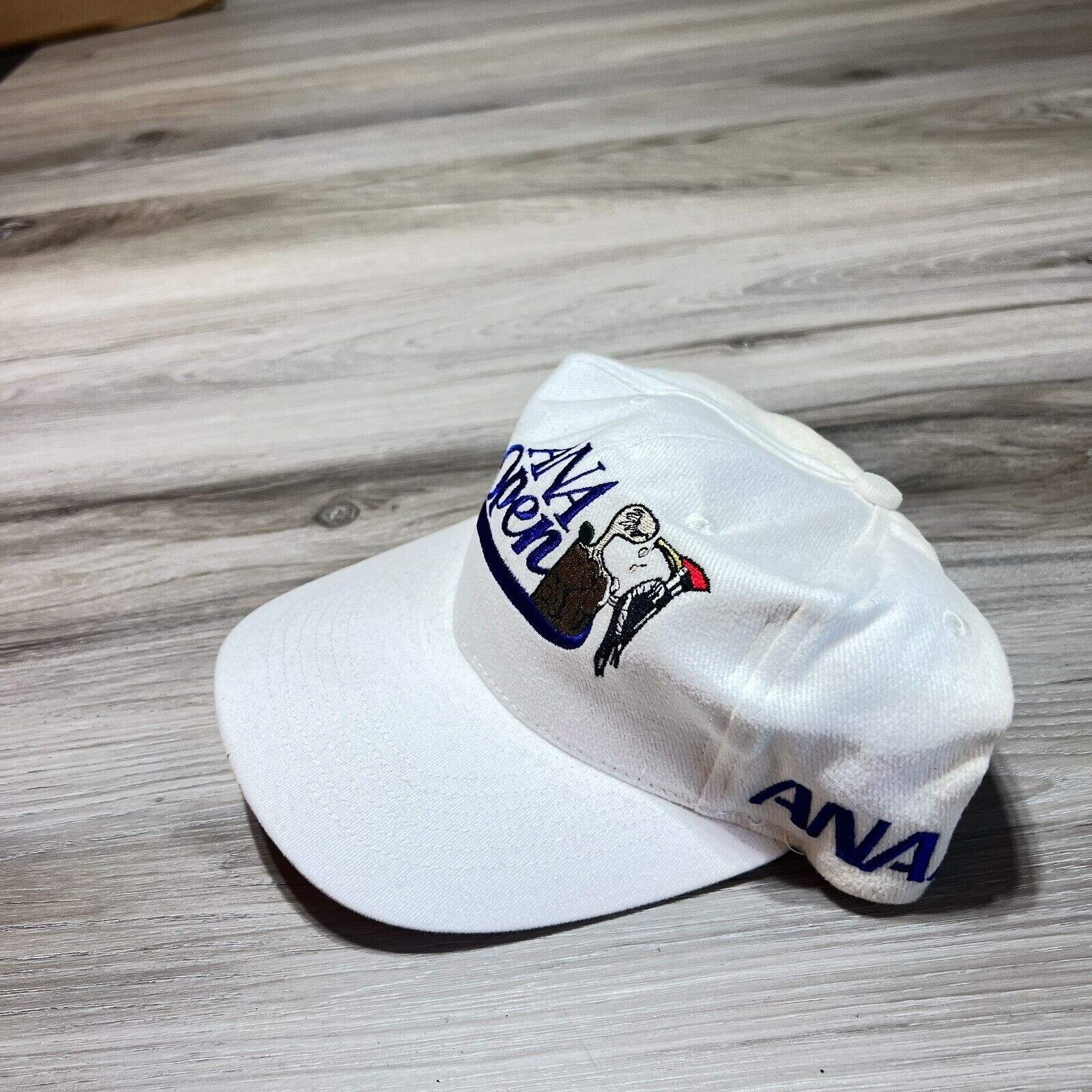 Ana Open Golf Hat Snap Back Hat Cap White Embroidered Golfing EUC