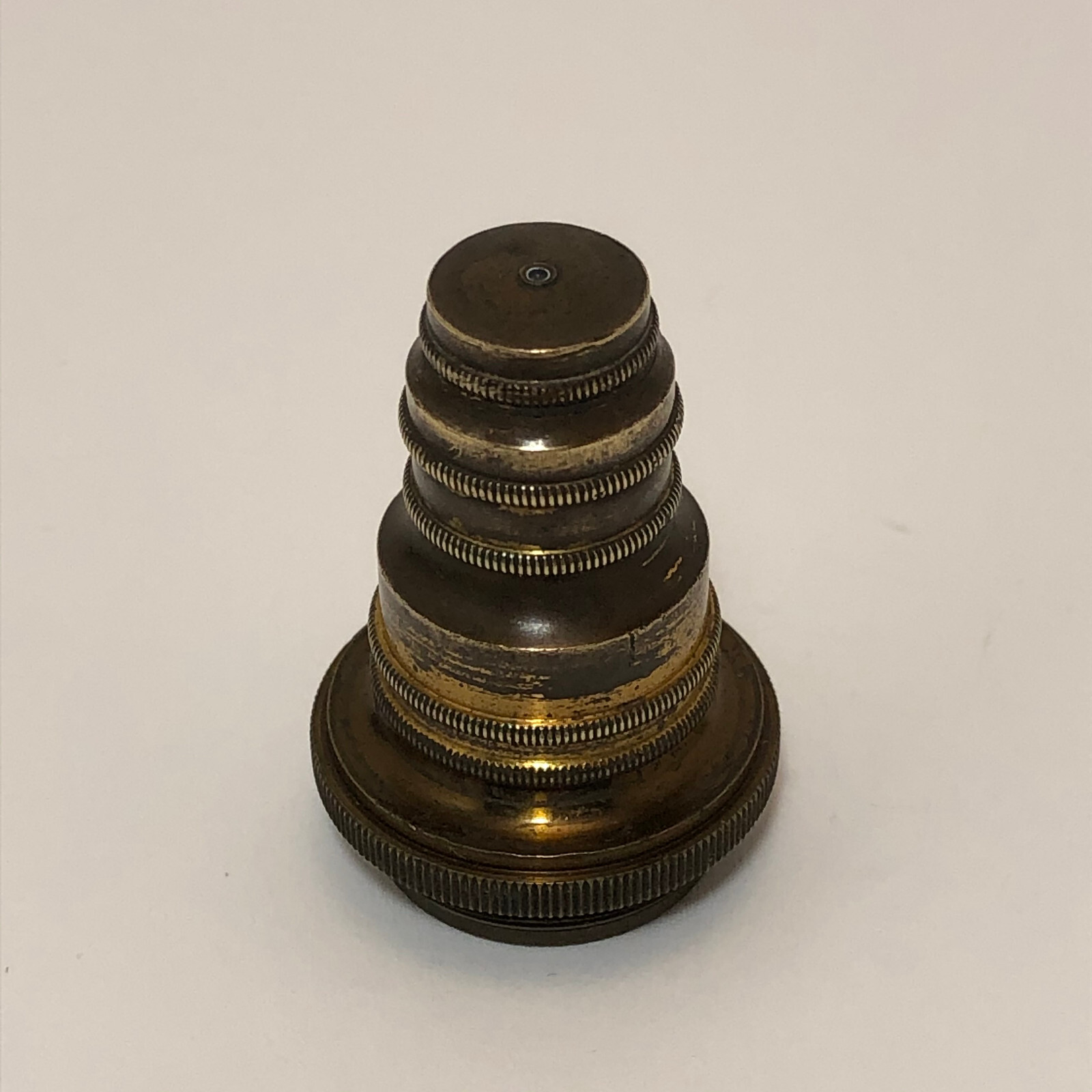 ANTIQUE #10 MARKED BRASS OBJECTIVE LENS MICROSCOPE