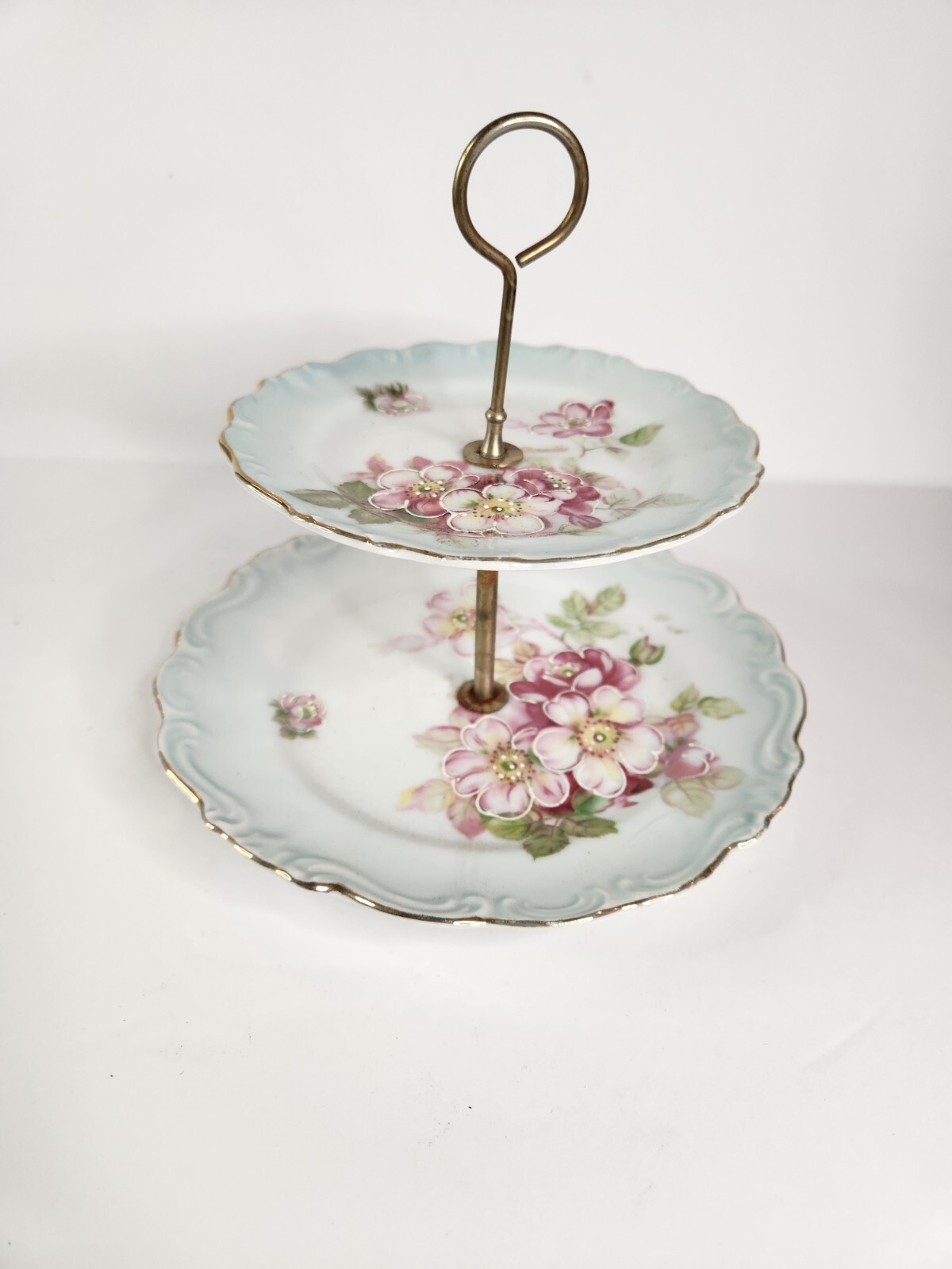 Vintage Arnart 2-tier Serving Dish Hand Painted Porcelain Vienna Style Japan