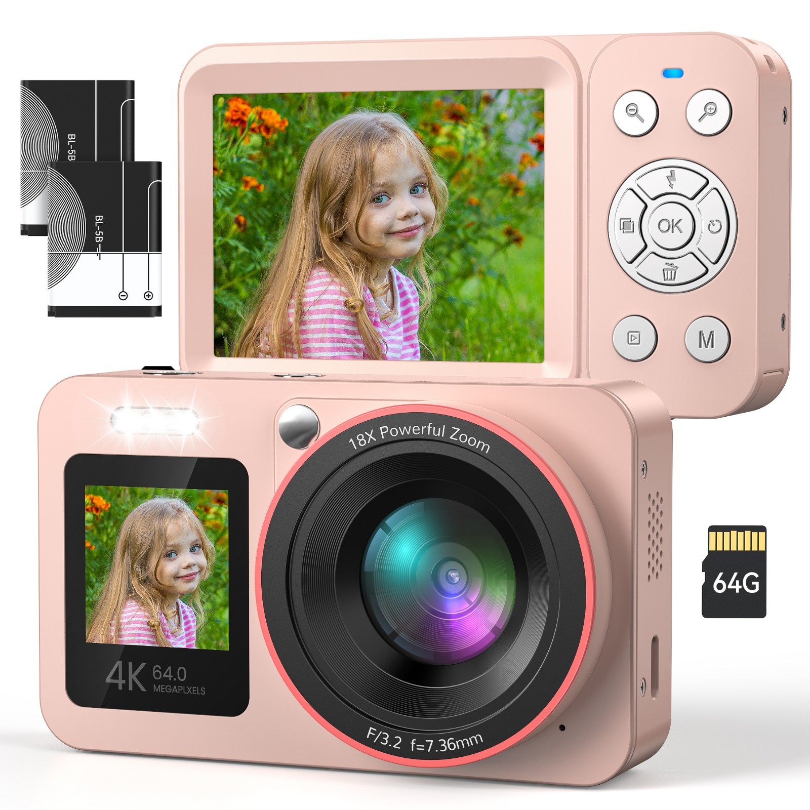 18X Digital Zoom Camera Children's Day Gift FHD Camera 2 Screens Macro Shooting