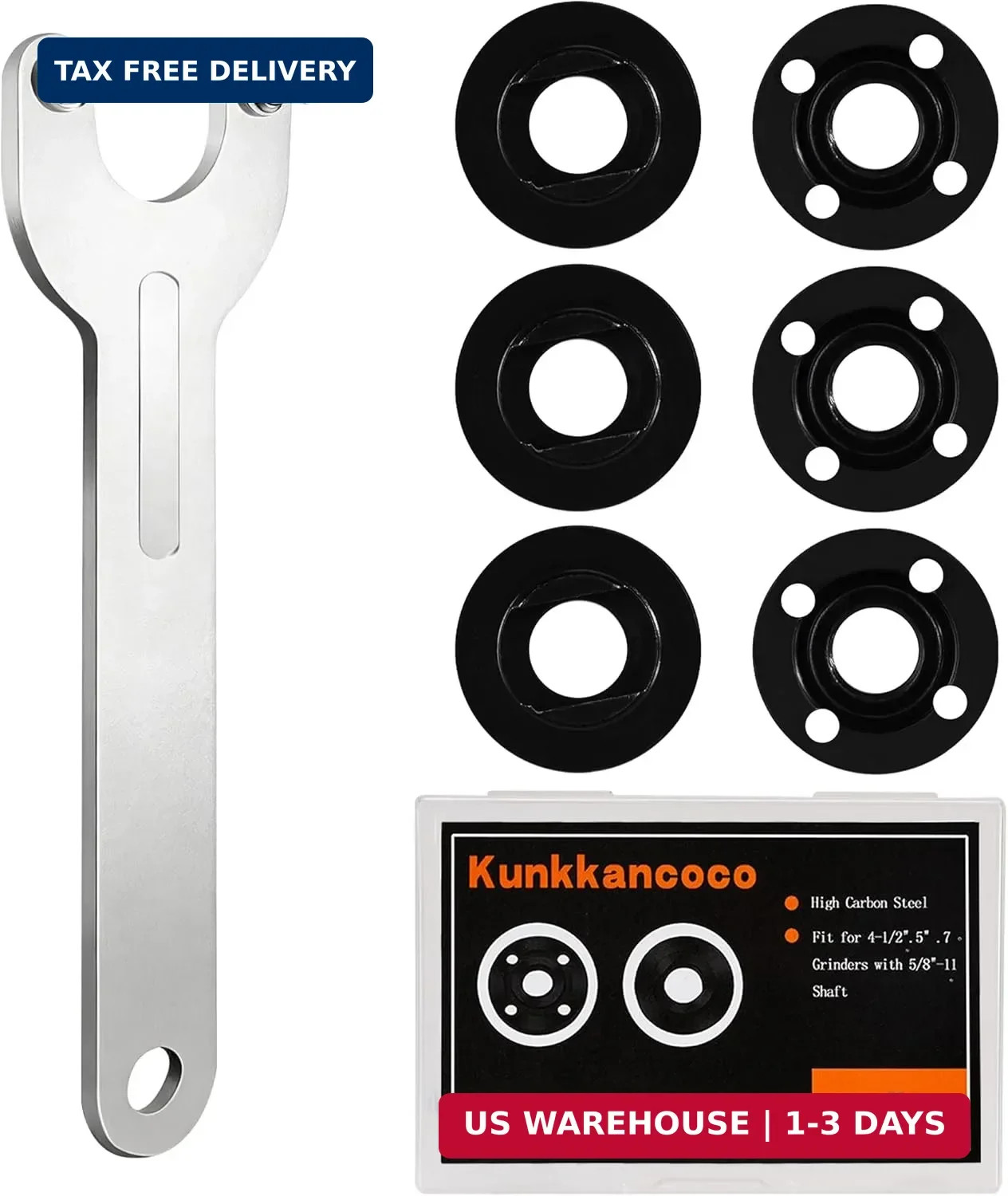 7PCS Angle Grinder Nut Angle Grinder Wrench Kit，5/8-11 Flange Metal Lock Nut, Co
