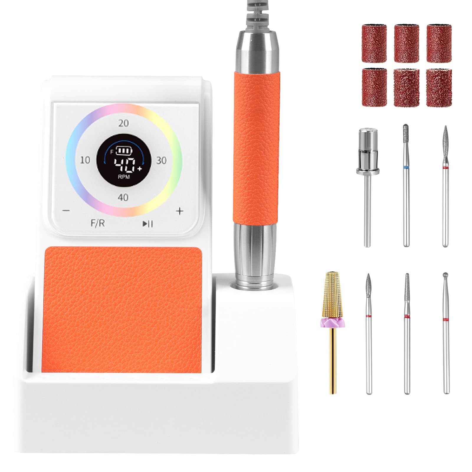 Professional Nail Drill, 40,000RPM Electric Brushless Nail Drill, Rechargeabl...