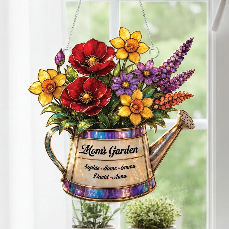 Personalized Mom Garden Suncatcher Acrylic Birth Flower Custom Gift