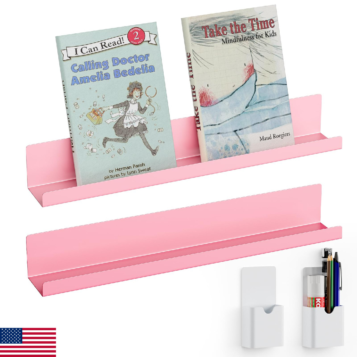 DTUQYX Magnetic Book Shelf for Whiteboard 2-Pack: Metal 17” Magnetic Shelves for