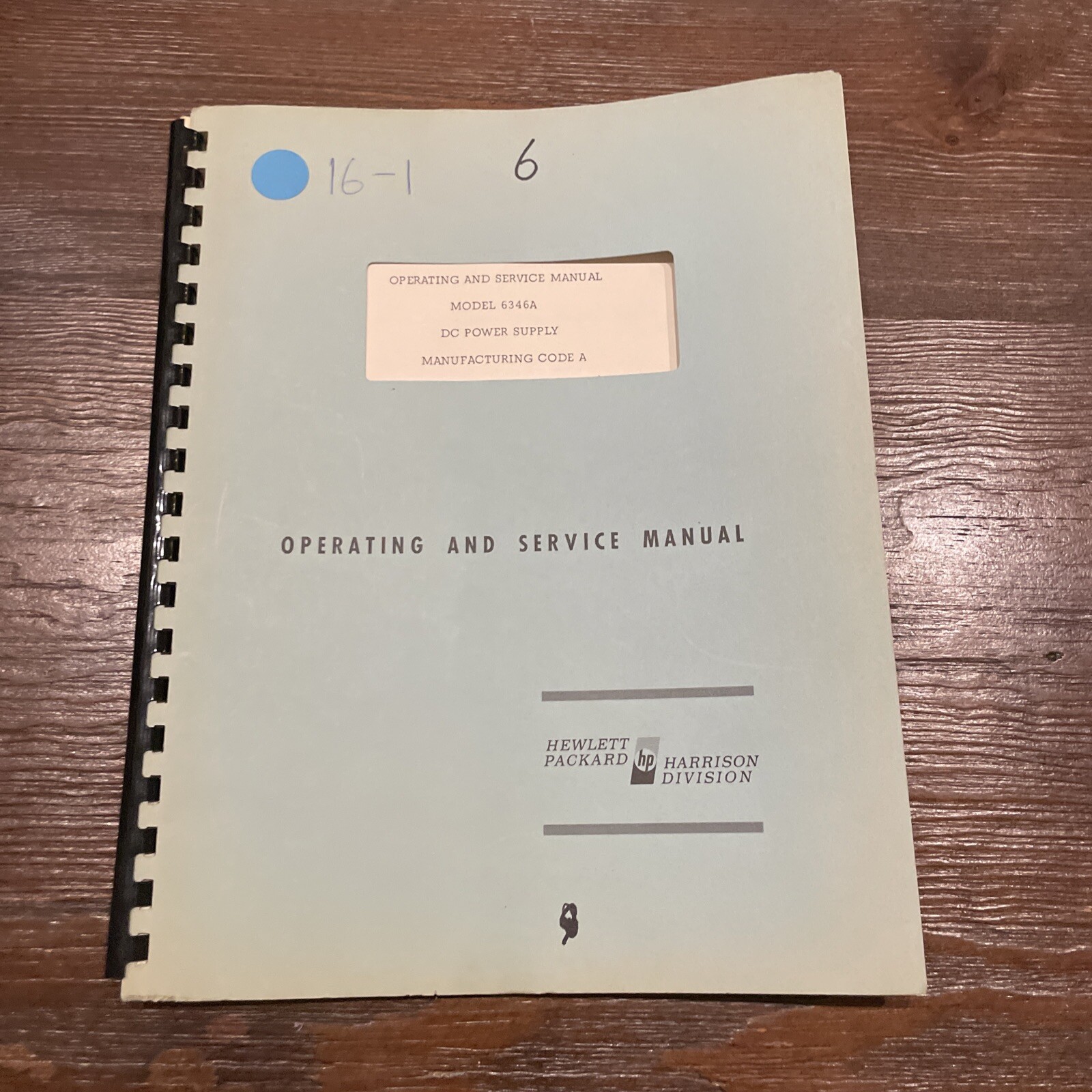 HP 6346A DC Power Supply Operating & Service Manual October 1965
