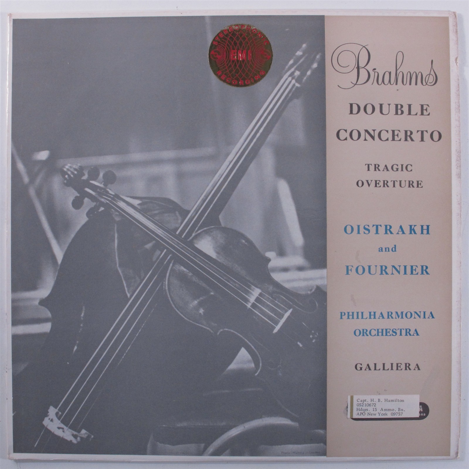 BRAHMS Double Concerto, Tragic Overture GALLIERA COLUMBIA LP NM UK import A426