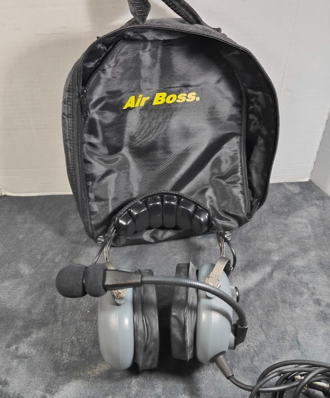 Air Boss Aviation Microphone Headset Ab3 Gray Pnr Dual GA Plugs