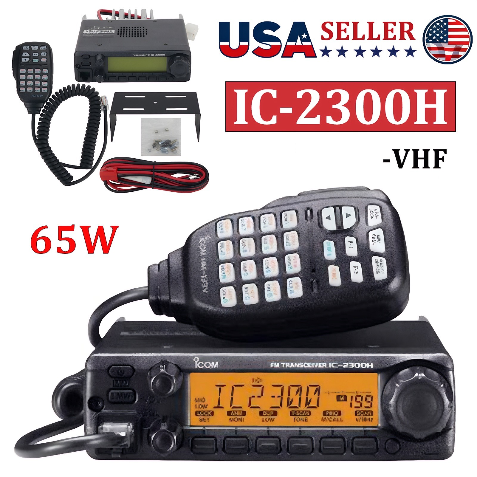IC-2300H FM Transceiver VHF Marine Radio Mobile 65W Car Radio Station 10KM New