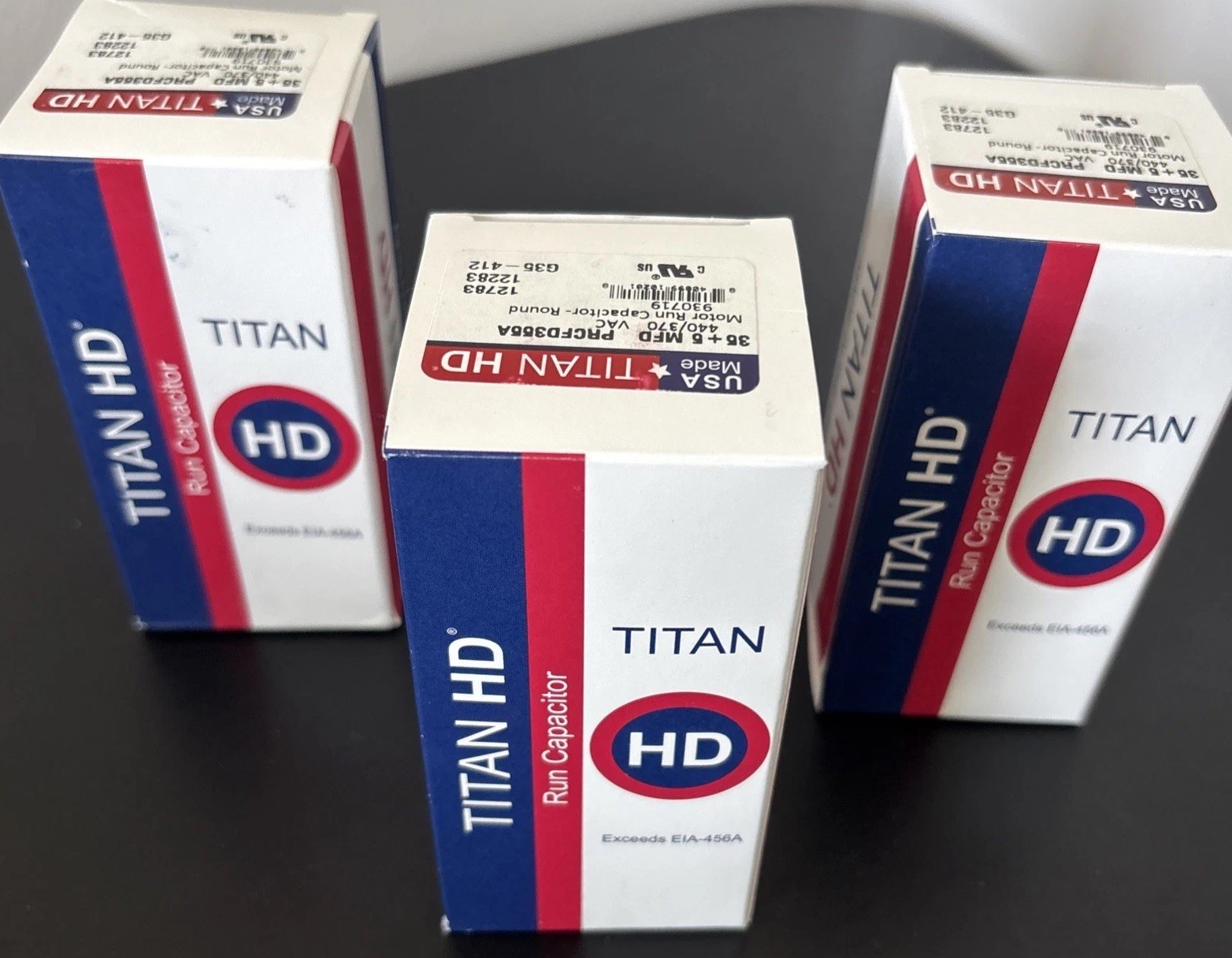 PRCFD355A 3pk NEW Titan HD Capacitor 35 + 5 MFD 370/440 VAC Made in USA