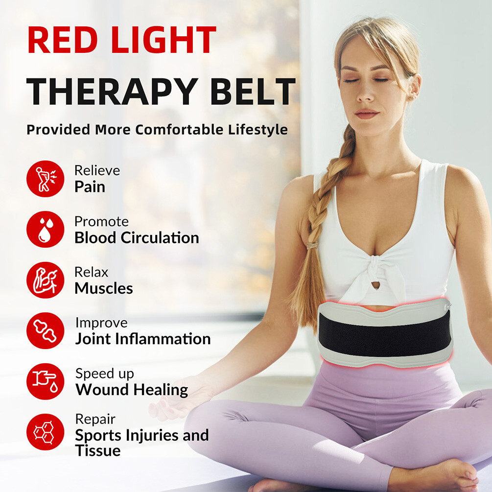 660+850+940nm Near Infrared Red Light Therapy Waist Wrap Pad Belt Pain Relief