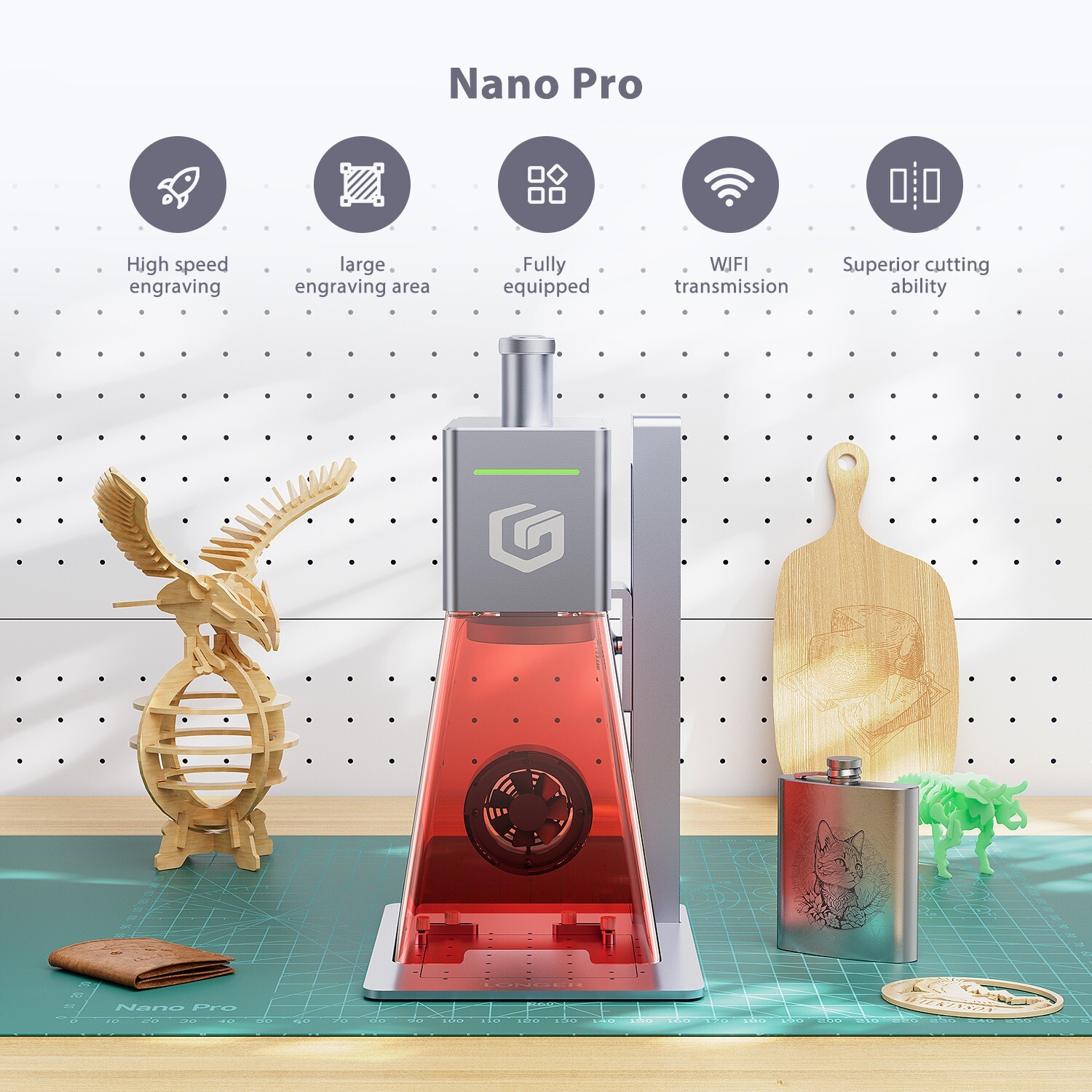 LONGER Nano Pro 12W Laser Engraver Portable Engraving Machine Laser Cutter