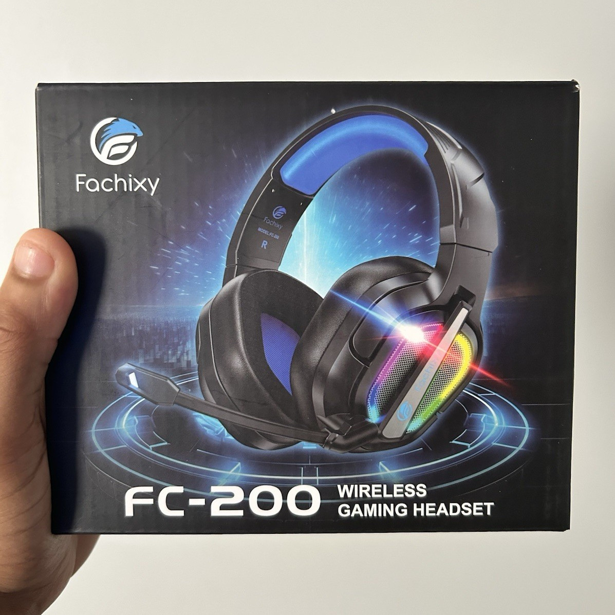 Fachixy FC-200 Wireless RF UHF Over-Ear Gaming Headset w/ Boom Mic, Black