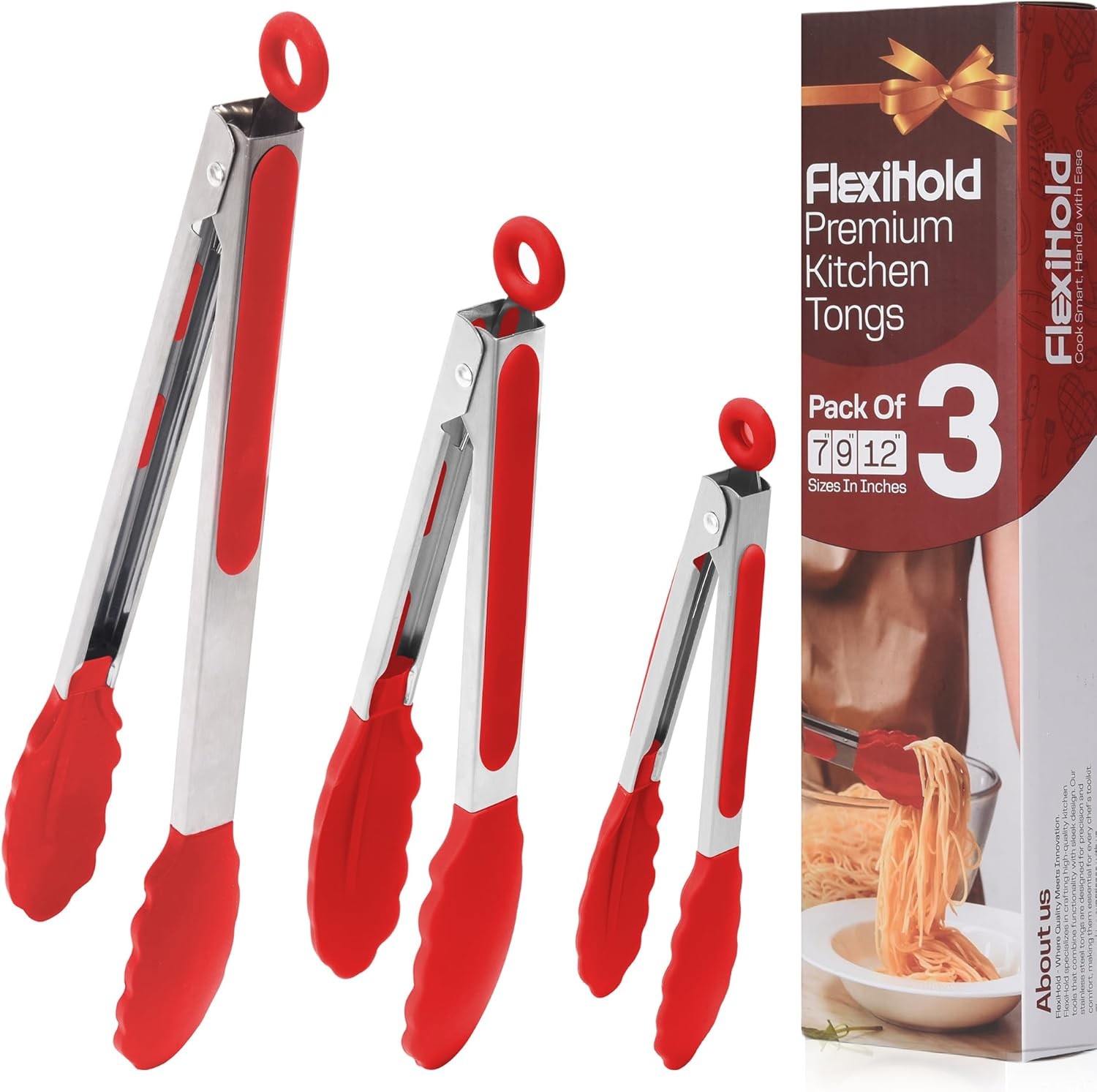 Stainl Steel Kitchen Tongs with Silicone Tips – Non-Sti Cooking,