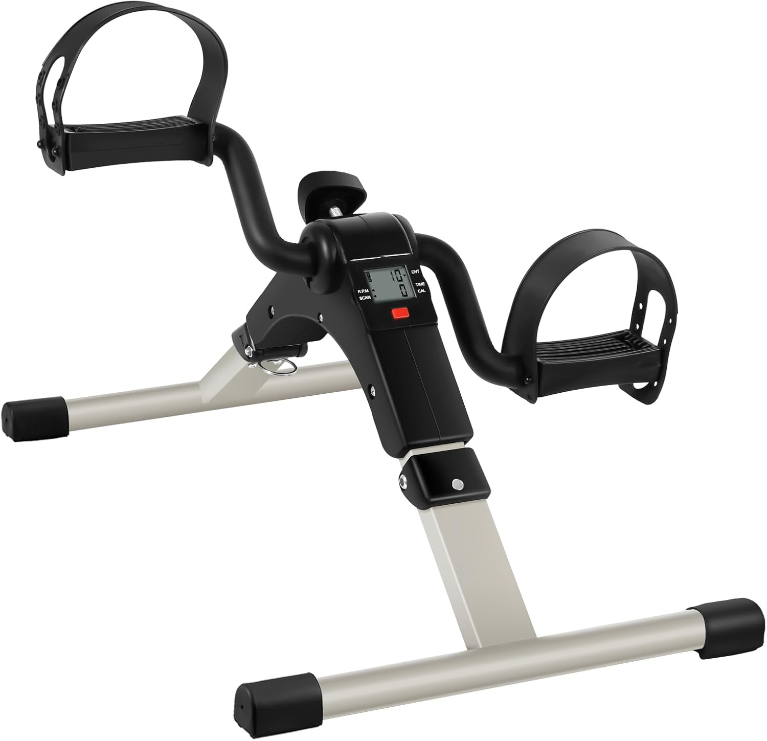 Foldable Mini Exercise Bike Under Desk Pedal Arm/Leg Trainer LCD Display Silver