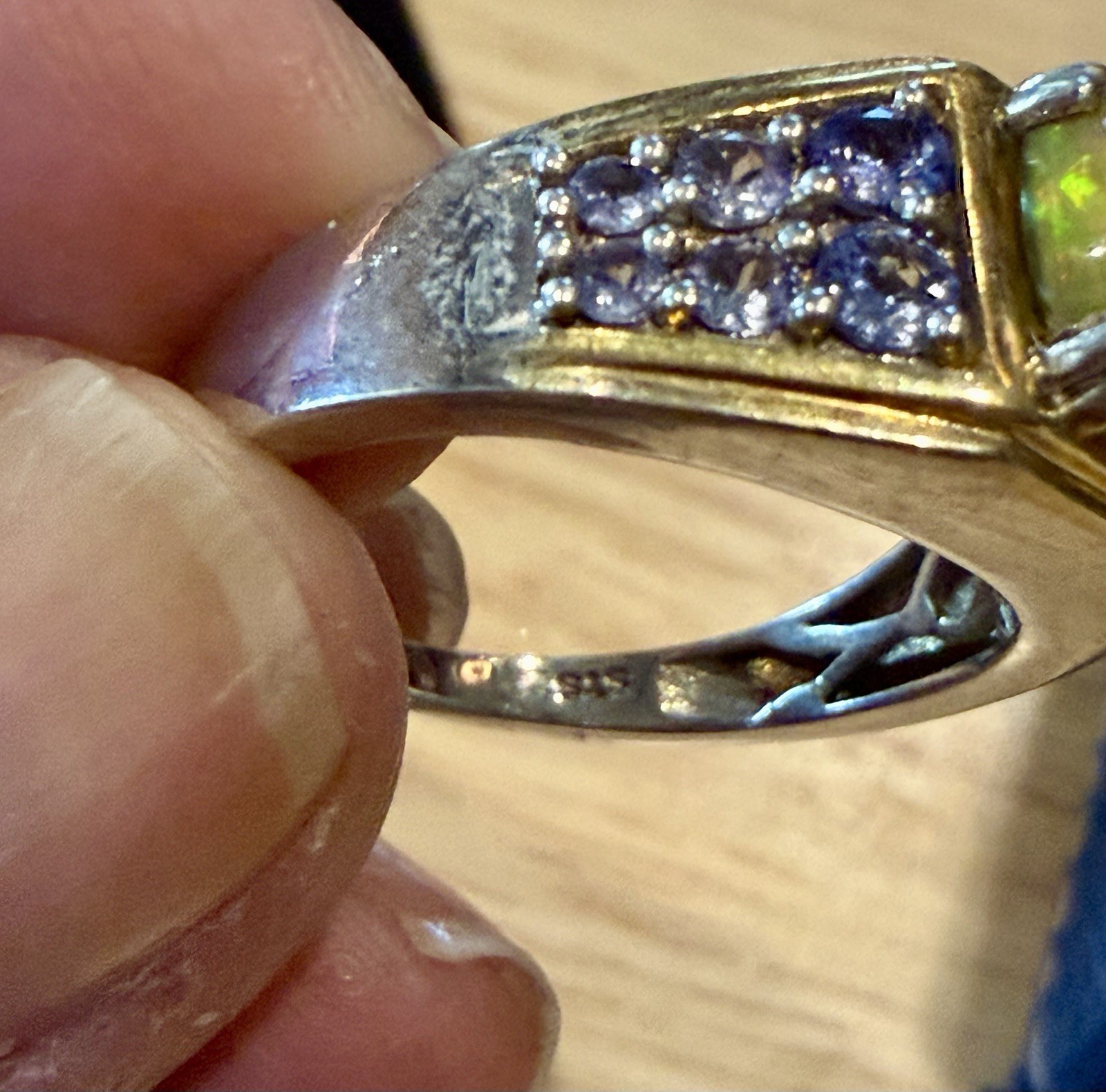 Men’s Fire Opal Ring. With Amethyst Stone On Shoulders. Set In Sterling Silver.