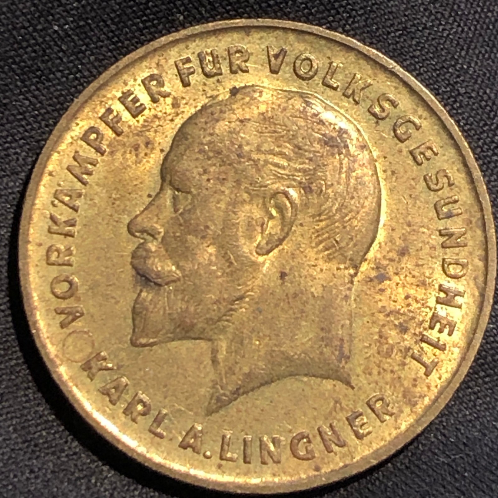 1932 Germany Karl A. Lingner Brass Token - 10 Warenpunkte - XF (Extra Fine)