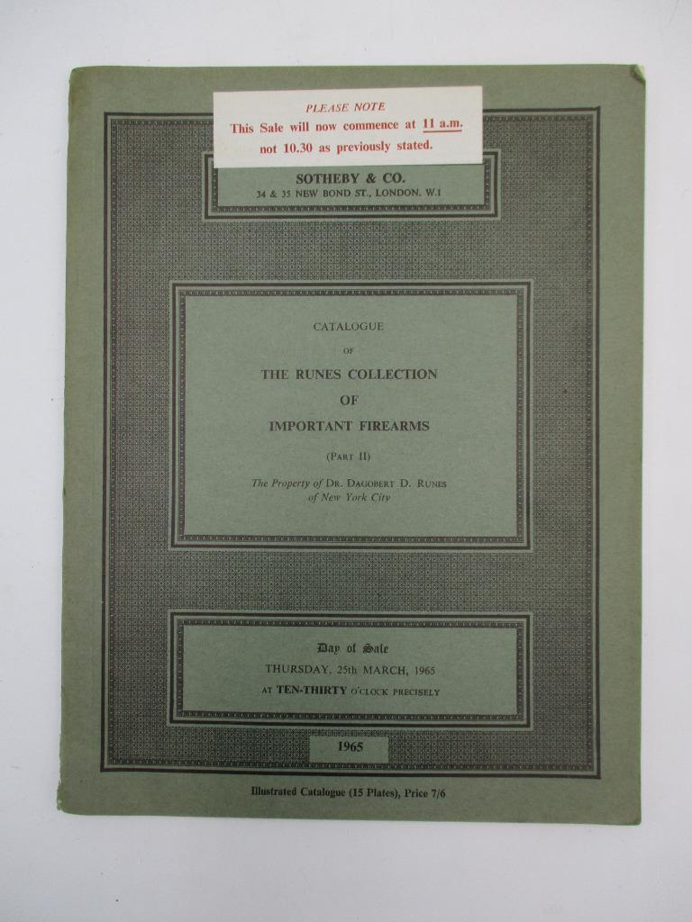 Sotheby The Runes Collection of Important Firearms Guns Pistols Auction Catalogs