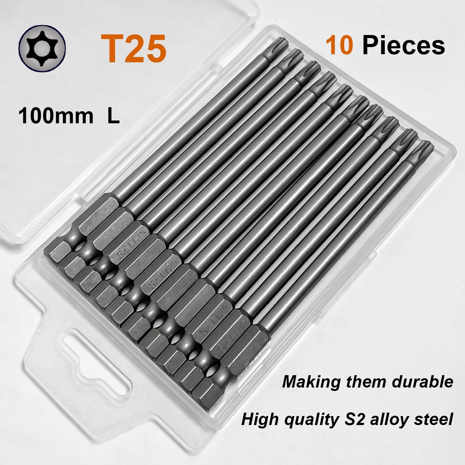 10PCS T25 Torx Screwdriver Bit Sets, 4‘’Length Magnetic Security Torx Bits Set