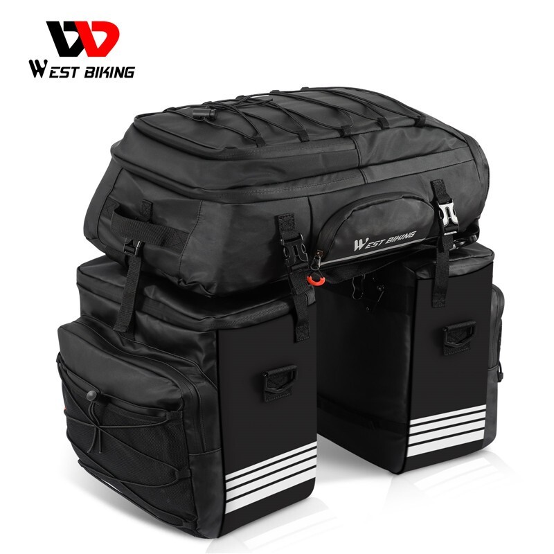 WEST BIKING 3 in 1 Bicycle Trunk Bag Waterproof Bike Pannier Rack Pack Bag 48L