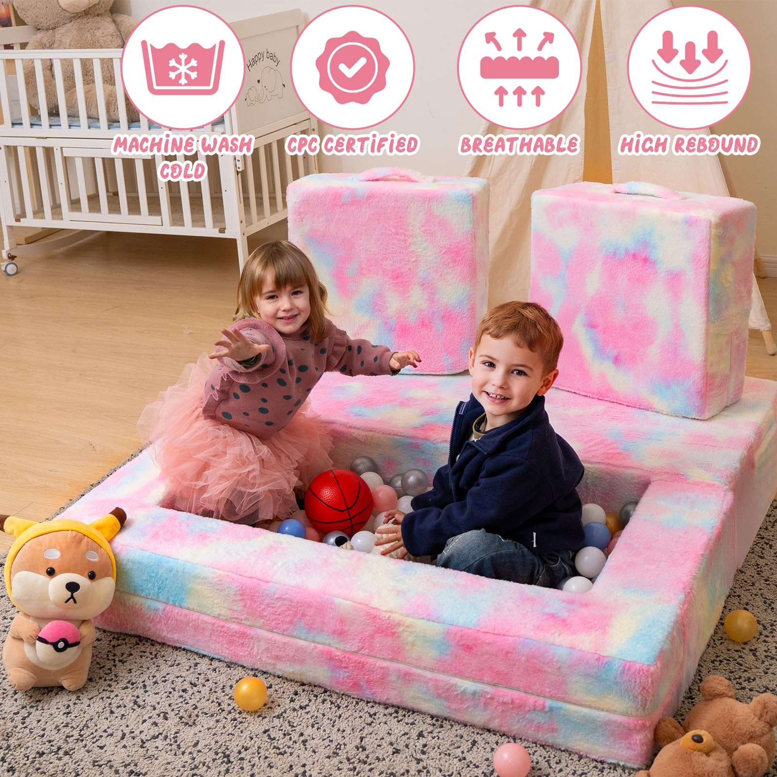 Modular and Play Couch, Convertible Folding Sofa, 3-in-1 Convertible Play Cou...