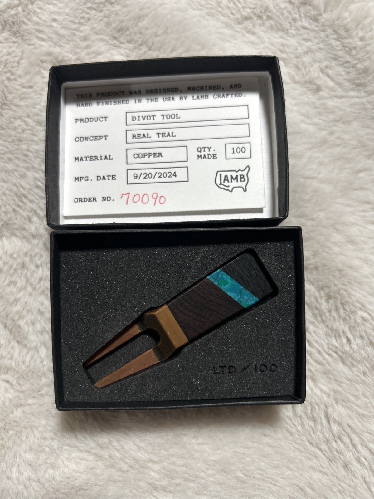 Tyson Lamb Limited Divot Tool Real Teal Lamb Crafted